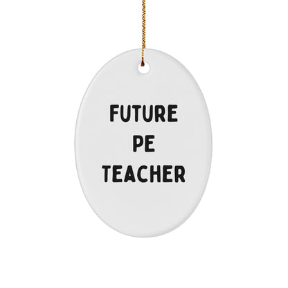 Funny PE Teacher Oval Christmas Ornament 'Future PE Teacher' Appreciation Birthday Gifts