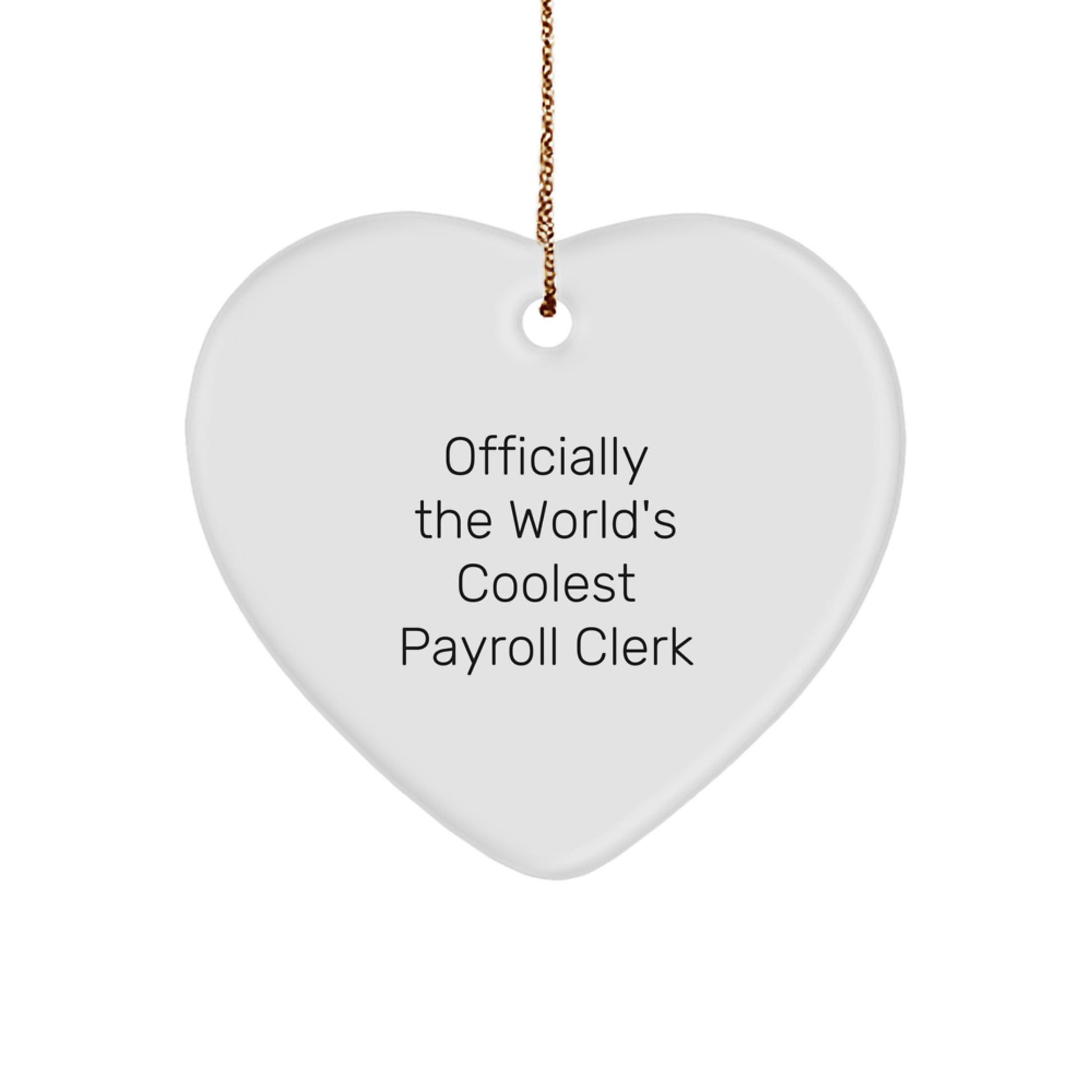 Funny Payroll Clerk Gifts from Friends to Payroll Clerk Heart Ornament Officially The World's Coolest Payroll Clerk Christmas Unique Gifts