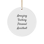 Funny Personal Assistant Circle Christmas Ornament - 'Amazing Personal Assistant' Birthday Appreciation Gift