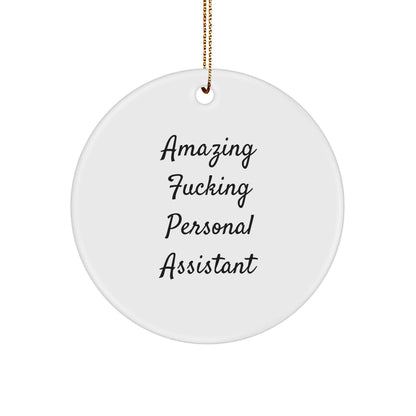 Funny Personal Assistant Circle Christmas Ornament - 'Amazing Personal Assistant' Birthday Appreciation Gift