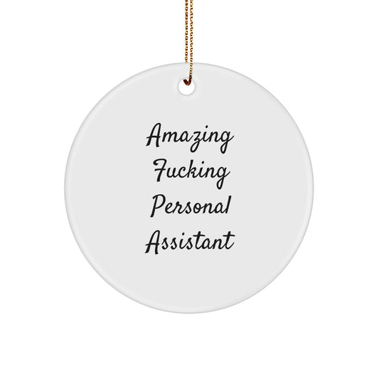 Funny Personal Assistant Circle Christmas Ornament - 'Amazing Personal Assistant' Birthday Appreciation Gift