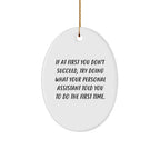 Funny Personal Assistant Oval Ornament Gifts from Friends - 'If At First You Don't Succeed, Try Doing What Your Personal Assistant Told You To Do The First Time.' for Christmas