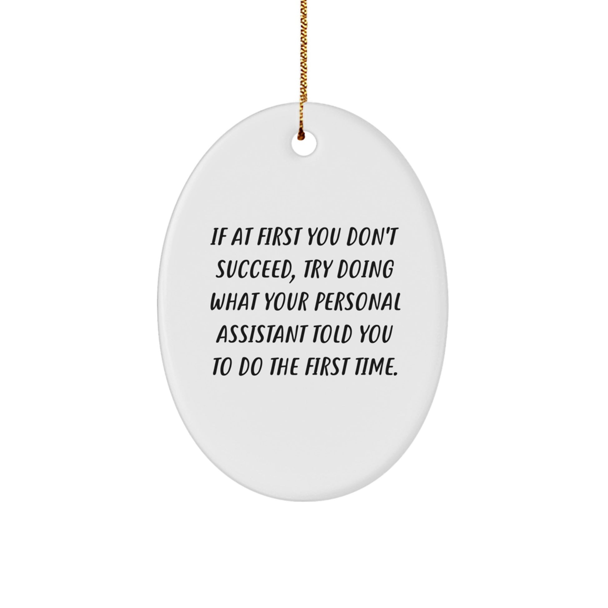 Funny Personal Assistant Oval Ornament Gifts from Friends - 'If At First You Don't Succeed, Try Doing What Your Personal Assistant Told You To Do The First Time.' for Christmas