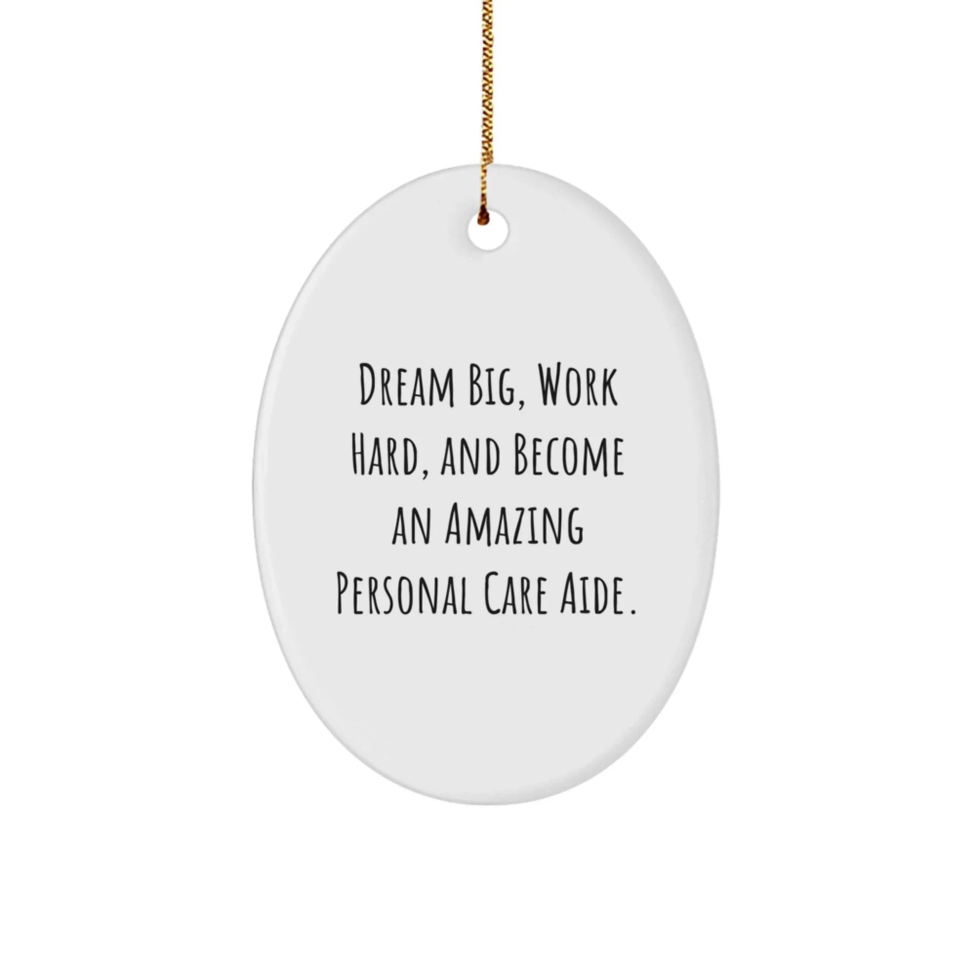 Funny Personal Care Aide Oval Ornament Gifts from Friends, Coworkers, Family, and Men - 'Dream Big, Work Hard, And Become An Amazing Personal Care Aide.' Christmas Unique Gifts