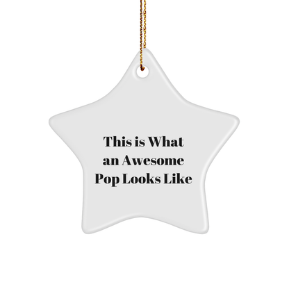 Funny Pop Gifts for Men, Star Ornament with Inspirational Quote, Gifts from Friends, 3.25" Tall, White, MDF, Christmas Decoration