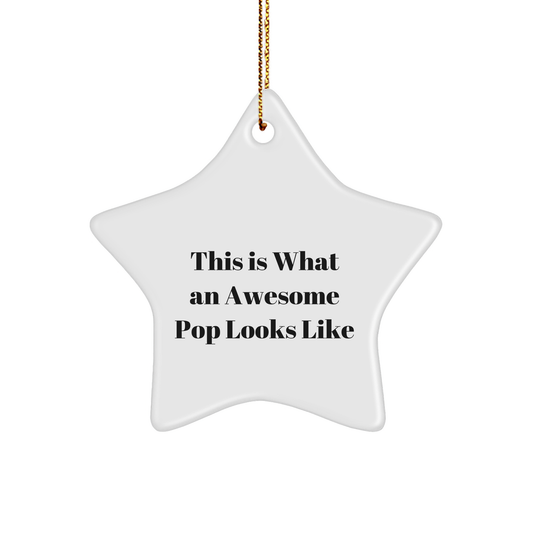 Funny Pop Gifts for Men, Star Ornament with Inspirational Quote, Gifts from Friends, 3.25" Tall, White, MDF, Christmas Decoration