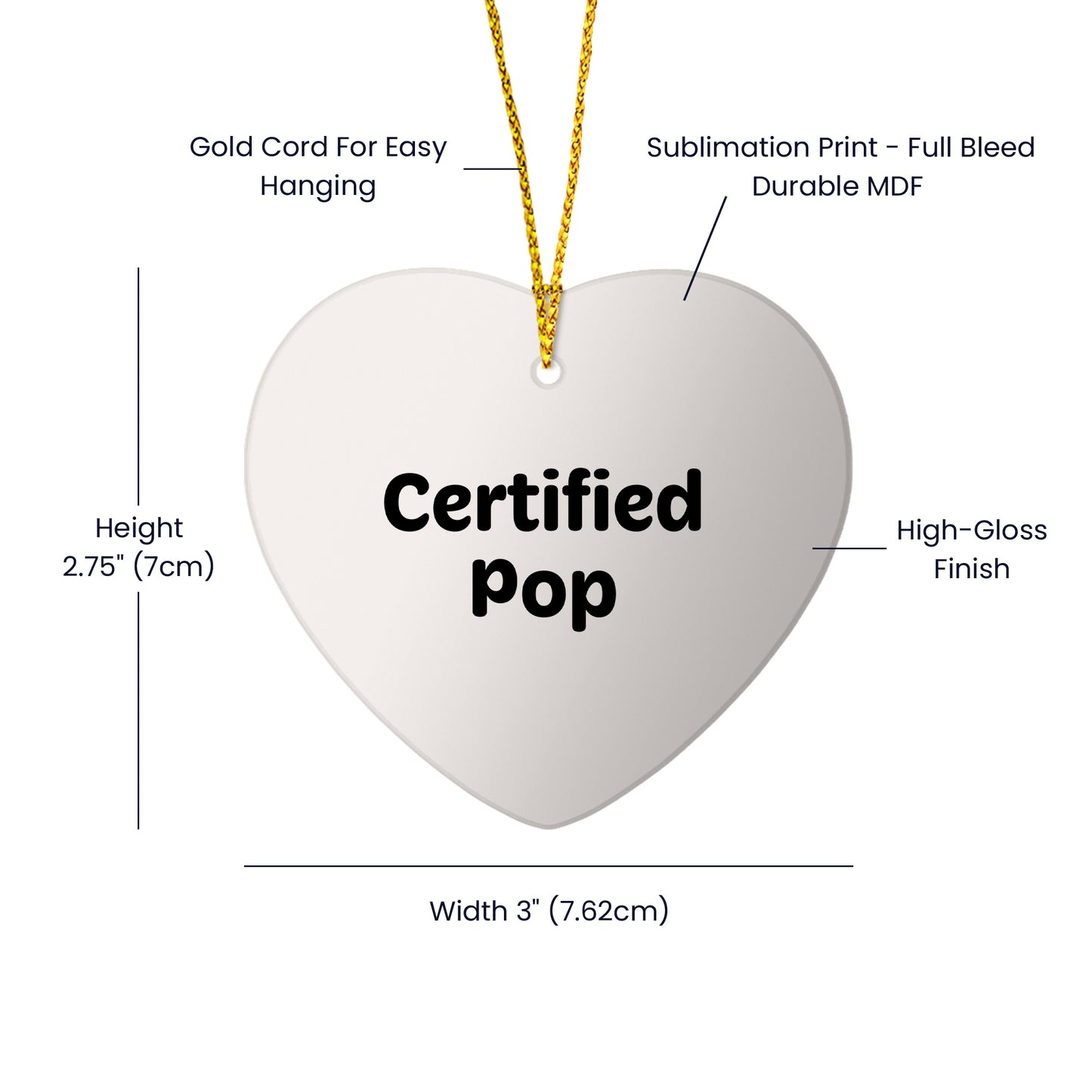 Funny Pop Quotes Heart Ornament, Gifts from Men to Women, Friends, Coworkers, Family, Perfect for Christmas Unique Pop Gifts