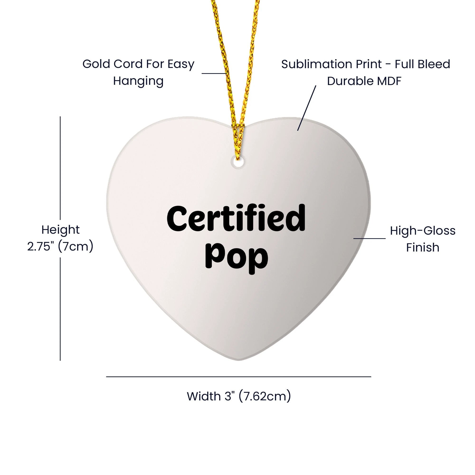 Funny Pop Quotes Heart Ornament, Gifts from Men to Women, Friends, Coworkers, Family, Perfect for Christmas Unique Pop Gifts