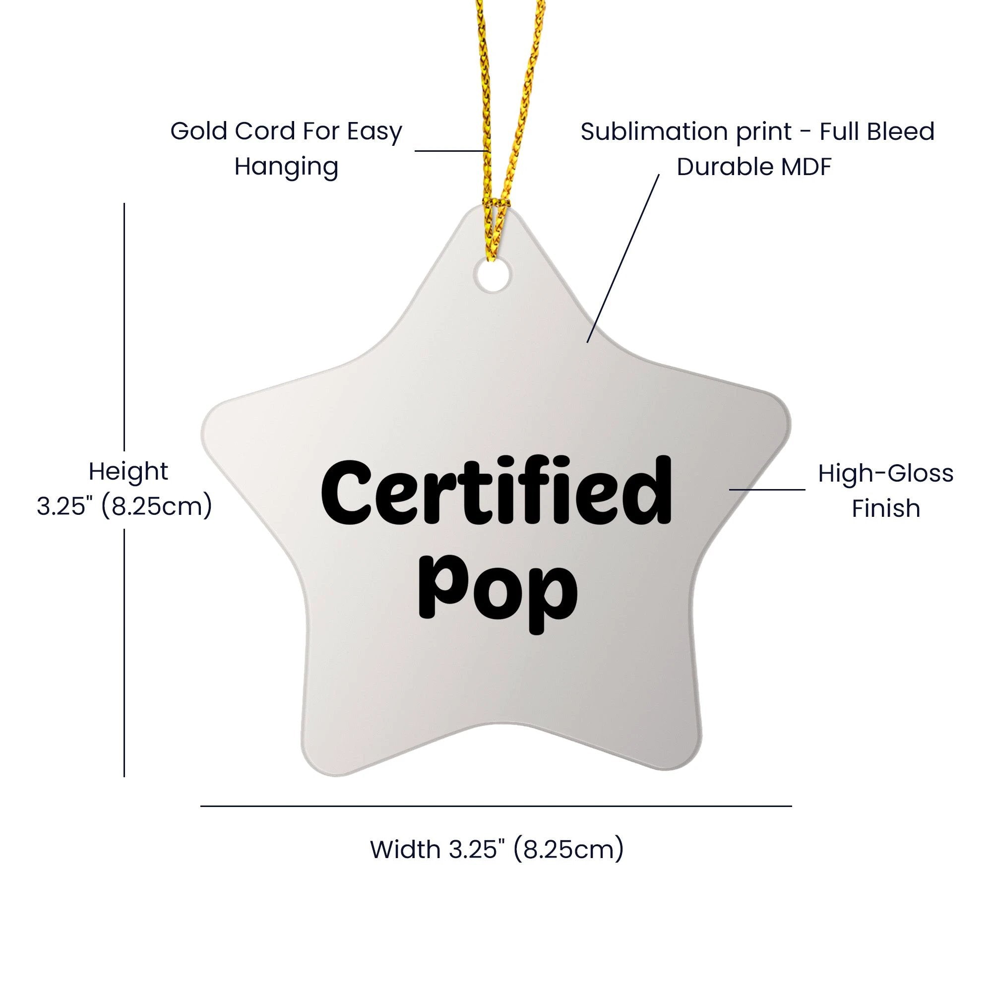 Funny Pop Star Ornament Gifts for Friends from Certified Pop, White Star Shaped, Christmas Unique Pop Gifts