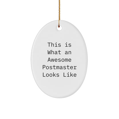 Funny Postmaster Gifts, This Is What An Awesome Postmaster Looks Like, Oval Ornament, Christmas Unique Gifts from Friends for Postmaster