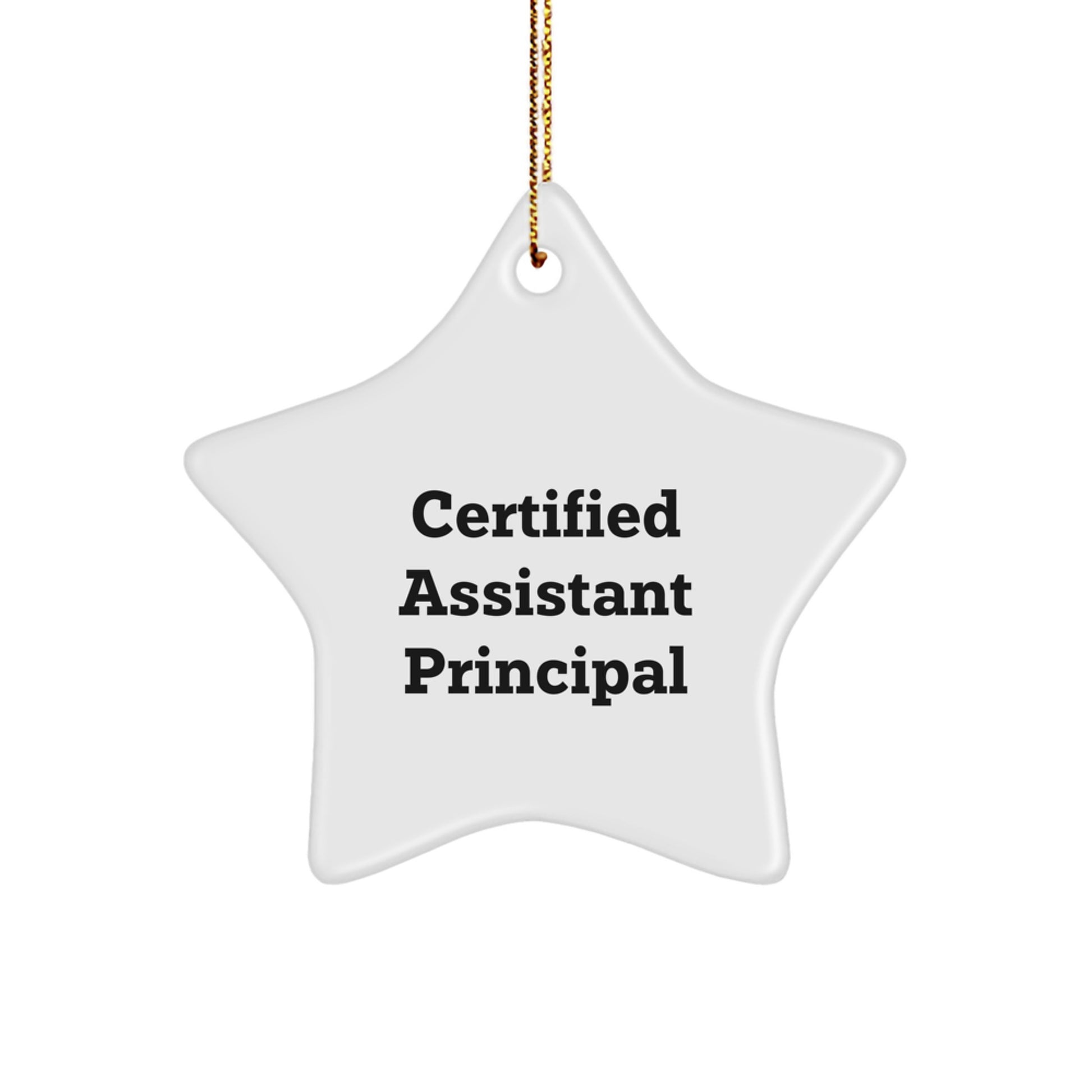 Funny Quote Assistant Principal Star Ornament Gifts for Men from Family, White Color, 3.25'' Tall, Christmas Unique Gifts