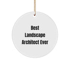 Funny Quote Landscape Architect Gifts for Christmas - Circle Ornament from Friends, 'Best Landscape Architect Ever' for Coworkers, Family, or Men