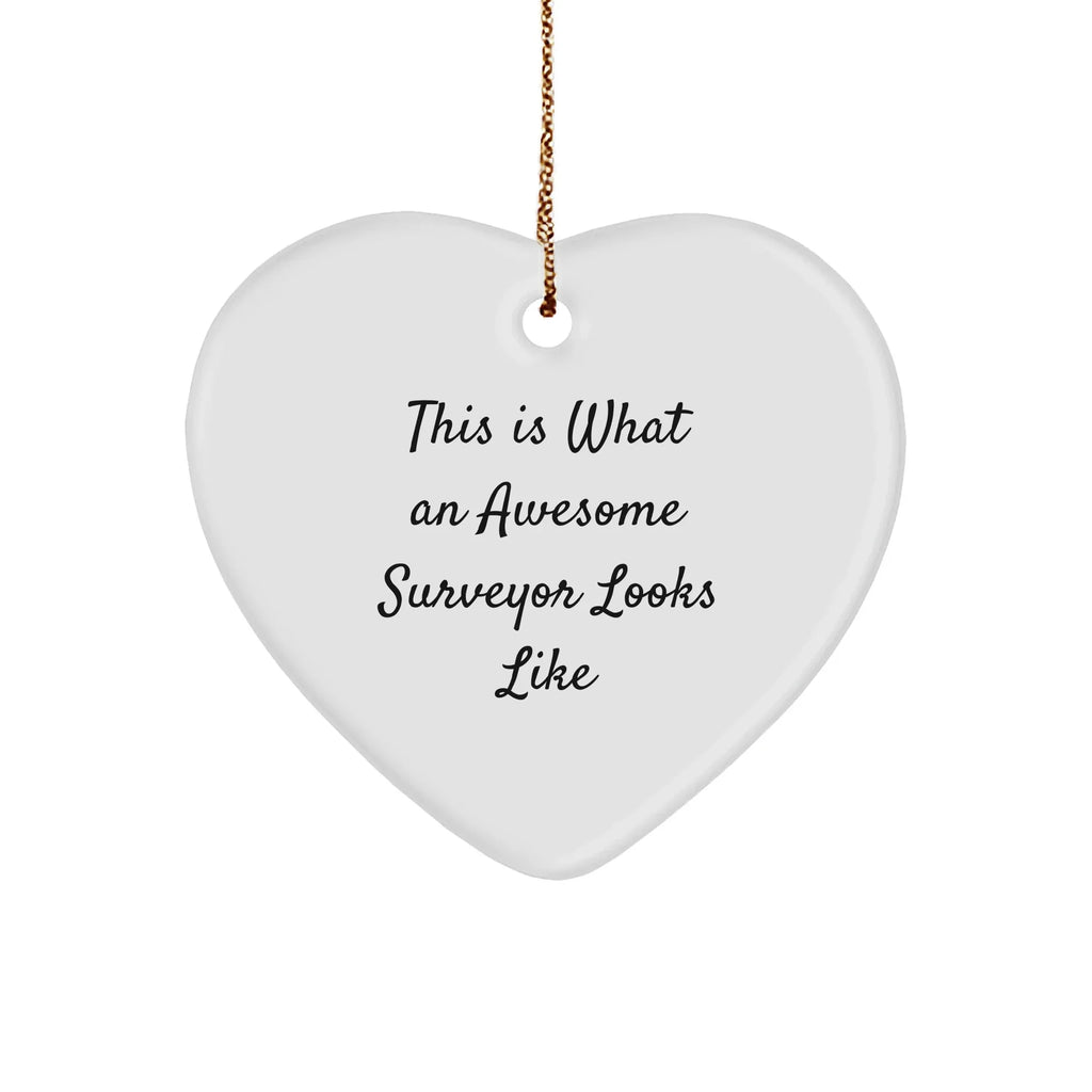 Funny Quote Surveyor - Heart Christmas Ornament -This is What an Awesome Surveyor Looks Like - Unique Gifts