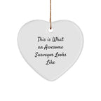 Funny Quote Surveyor - Heart Christmas Ornament -This is What an Awesome Surveyor Looks Like - Unique Gifts