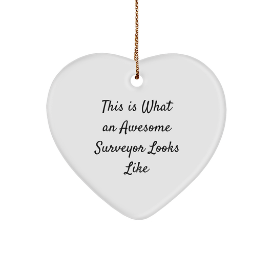 Funny Quote Surveyor - Heart Christmas Ornament -This is What an Awesome Surveyor Looks Like - Unique Gifts