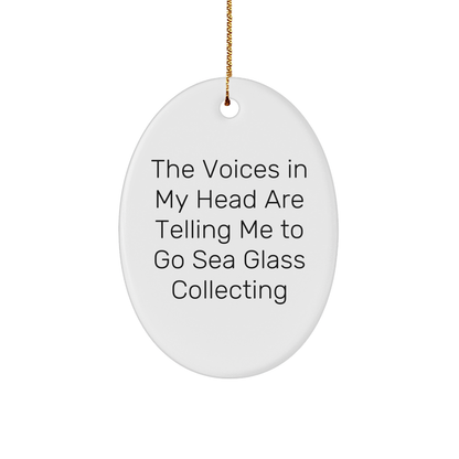 Funny Quotes Sea Glass Collecting Gifts for Her Friends Family Christmas Oval Ornament Unique Presents from Friends