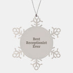 Funny Receptionist Gifts for Men Friends Coworkers - Best Receptionist Ever Snowflake Ornament, Gifts from Men, Christmas Unique Present