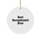 Funny Receptionist Gifts from Family for Best Receptionist Ever Circle Ornament, Christmas Unique Presents for Her
