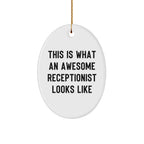 Funny Receptionist Gifts from Friends, Cute Oval Ornament This Is What An Awesome Receptionist Looks Like, Christmas Unique Gifts for Receptionist