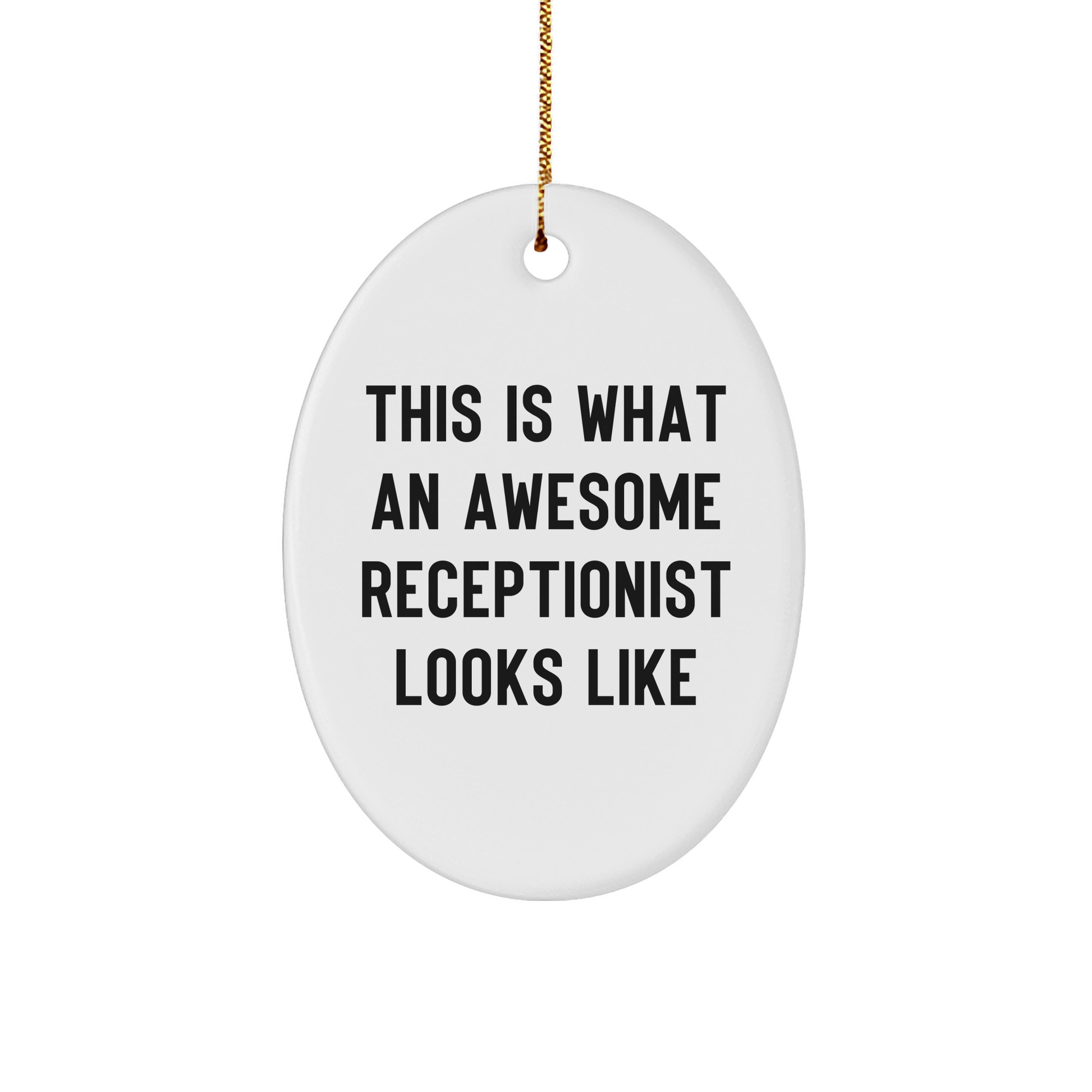 Funny Receptionist Gifts from Friends, Cute Oval Ornament This Is What An Awesome Receptionist Looks Like, Christmas Unique Gifts for Receptionist