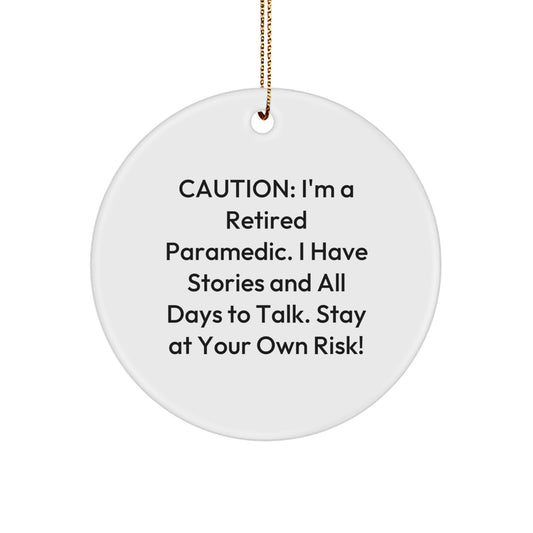 Funny Rescue Worker Gifts from Friends, Circle Ornament with Caution Quote, Perfect for Rescue Worker Men or Women, Unique Christmas Unique Gifts for Coworkers and Family - Image 1