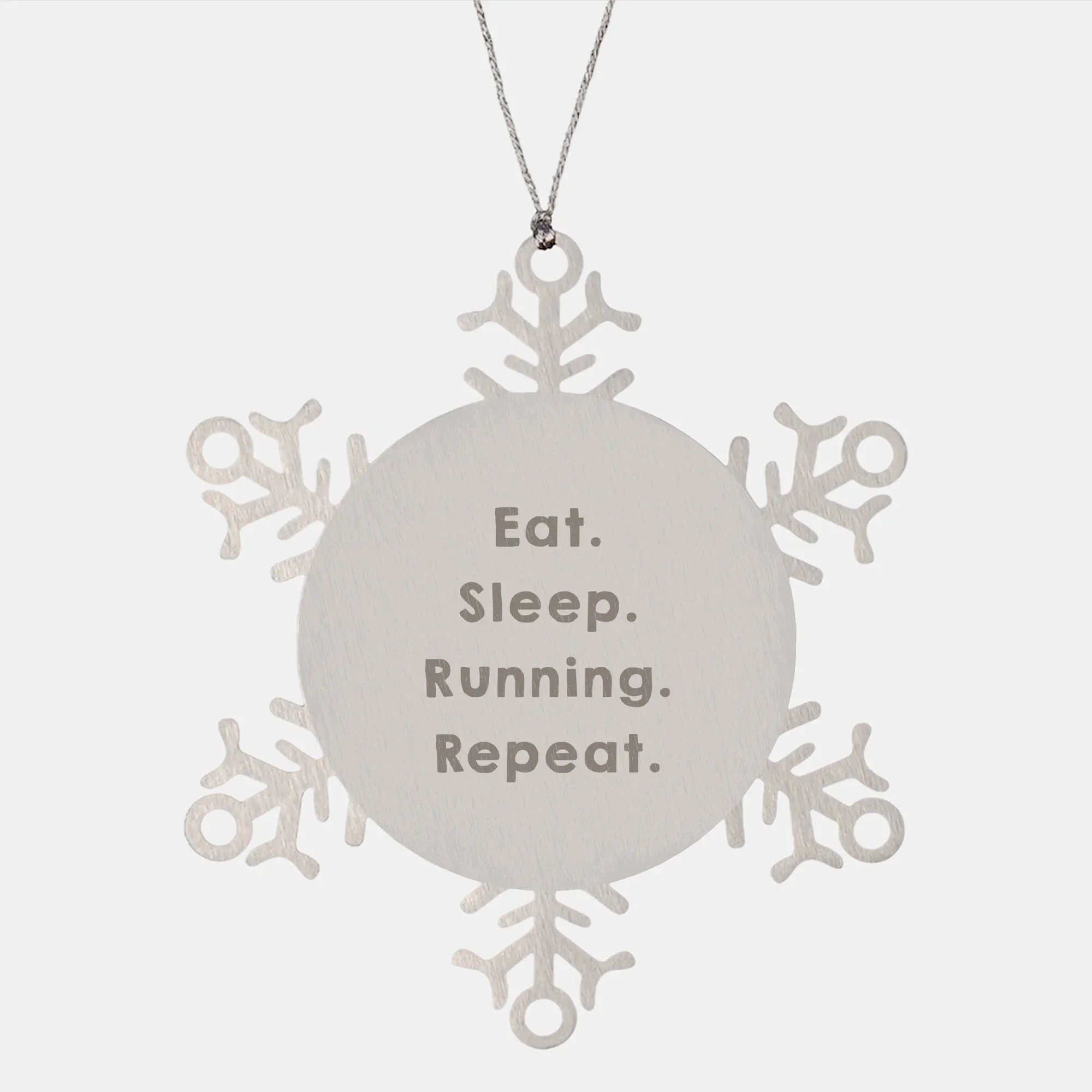 Funny Running Gifts from Friends - Snowflake Ornament for Men Women Running Enthusiasts, Eat. Sleep. Running. Repeat. - Christmas Unique Presents
