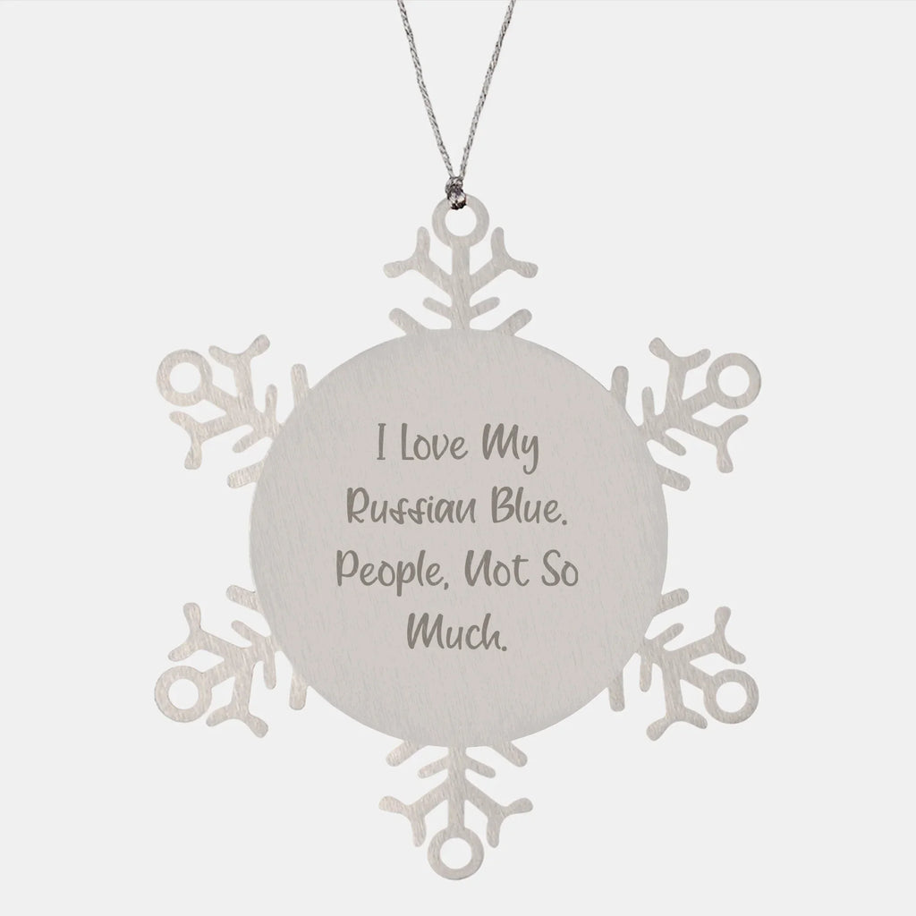 Funny Russian Blue Cat Gifts from Men to Women, Snowflake Ornament for Christmas Unique Gifts