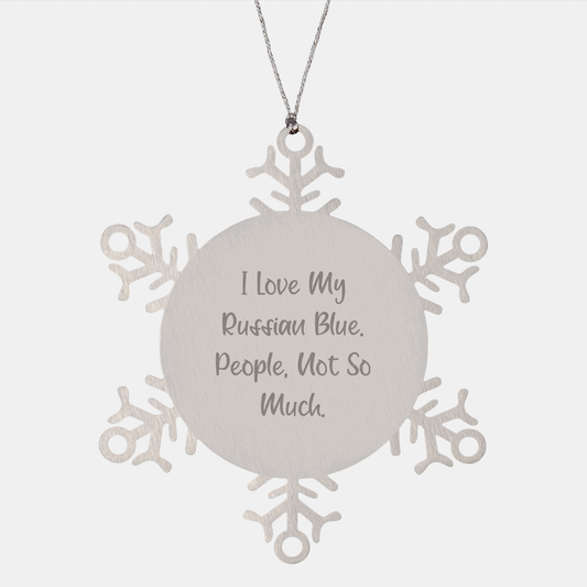 Funny Russian Blue Cat Gifts from Men to Women, Snowflake Ornament for Christmas Unique Gifts
