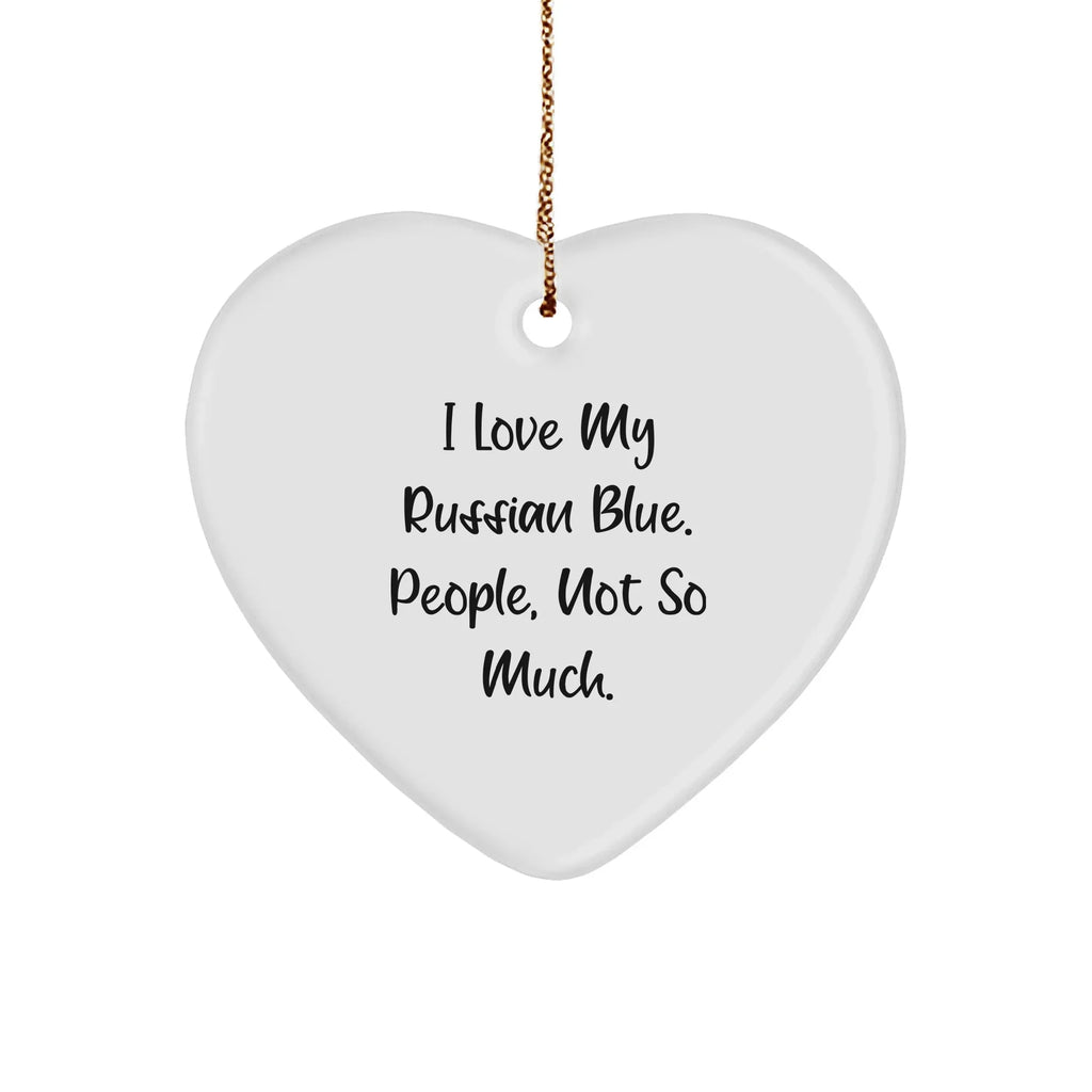 Funny Russian Blue Cat Heart Ornament Gifts from Friends to Family for Christmas