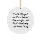 Funny School Psychologist Gifts from Friends, Circle Ornament with 'I'm Not Perfect' Quote, Christmas Unique Presents for School Psychologists, Women, or Coworkers