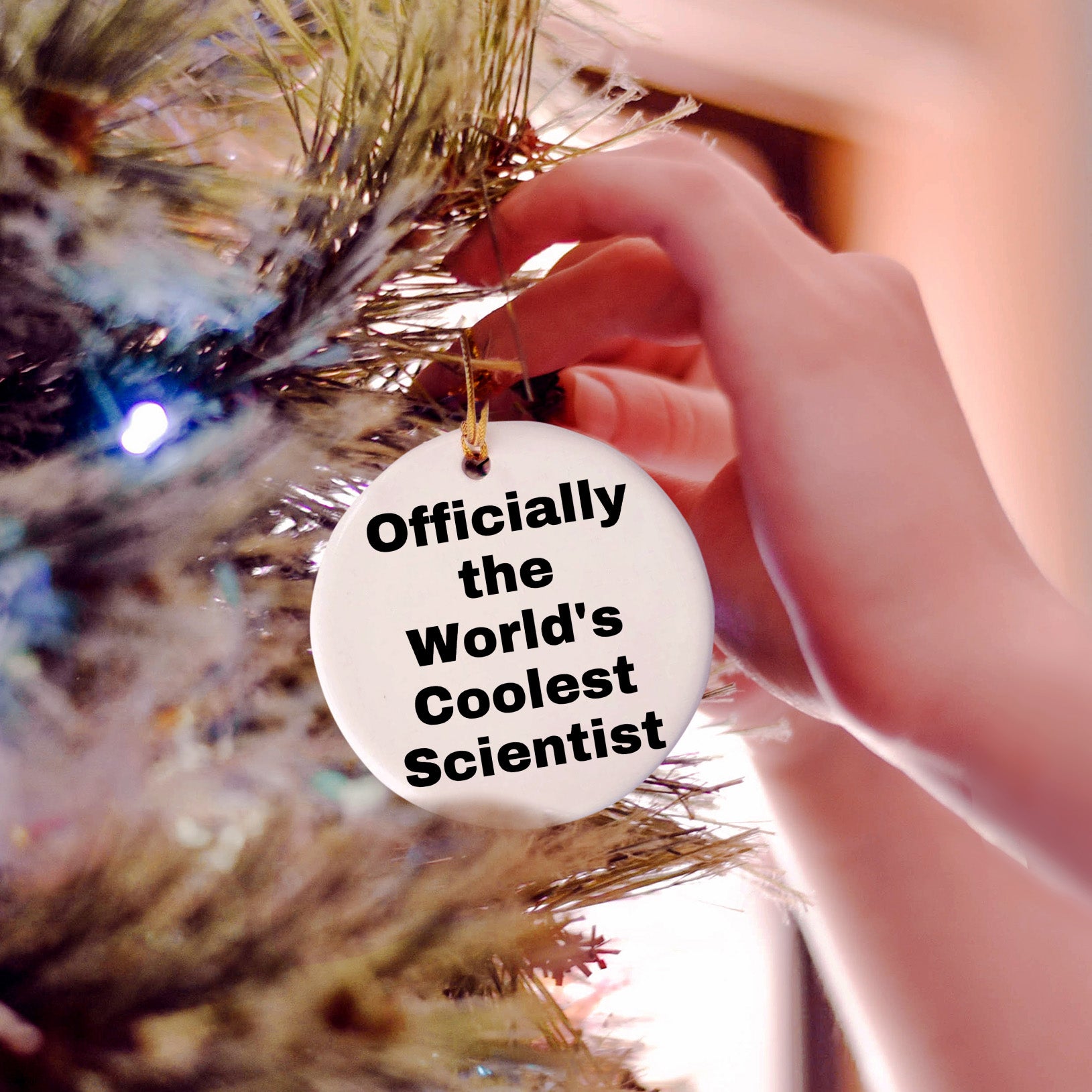Funny Scientist Gifts, Officially The World's Coolest Scientist, Circle Ornament, Christmas Unique Gifts for Scientist Friends