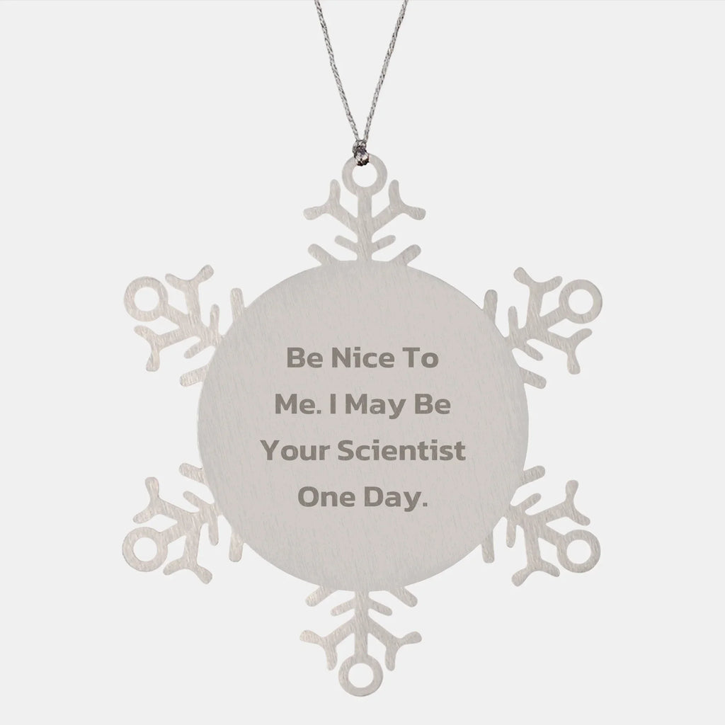 Funny Scientist Gifts, Snowflake Ornament for Men, Gifts from Friends, Be Nice To Me, I May Be Your Scientist One Day, Christmas Unique Gifts for Scientists