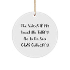 Funny Sea Glass Collecting Gifts from Friends for Christmas - 'The Voices In My Head Are Telling Me To Go Sea Glass Collecting' Circle Ornament