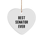 Funny Senator Gifts, Best Senator Ever Quote, Heart Ornament, Christmas Unique Gifts from Men to Senator