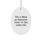 Funny Sister-in-law Oval Christmas Ornament - 'This Is What An Awesome Sister-in-law Looks Like' Gifts