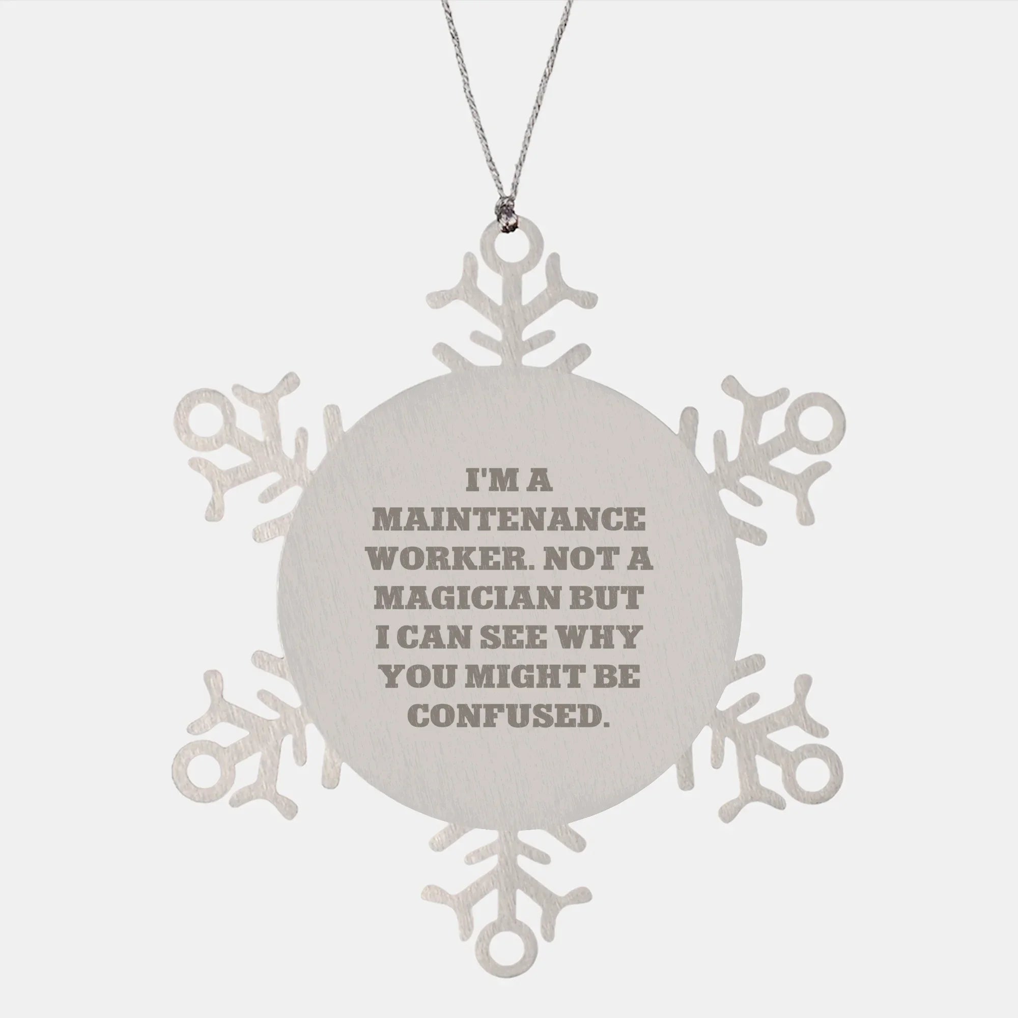 Funny Snowflake Ornament Gifts for Maintenance Worker, Christmas Unique Presents from Friends, Coworkers, or Family