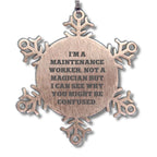 Funny Snowflake Ornament Gifts for Maintenance Worker, Christmas Unique Presents from Friends, Coworkers, or Family