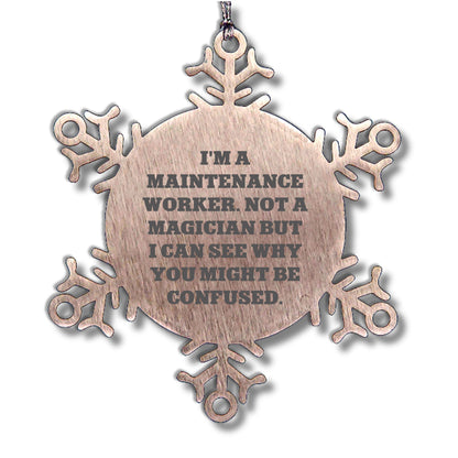Funny Snowflake Ornament Gifts for Maintenance Worker, Christmas Unique Presents from Friends, Coworkers, or Family