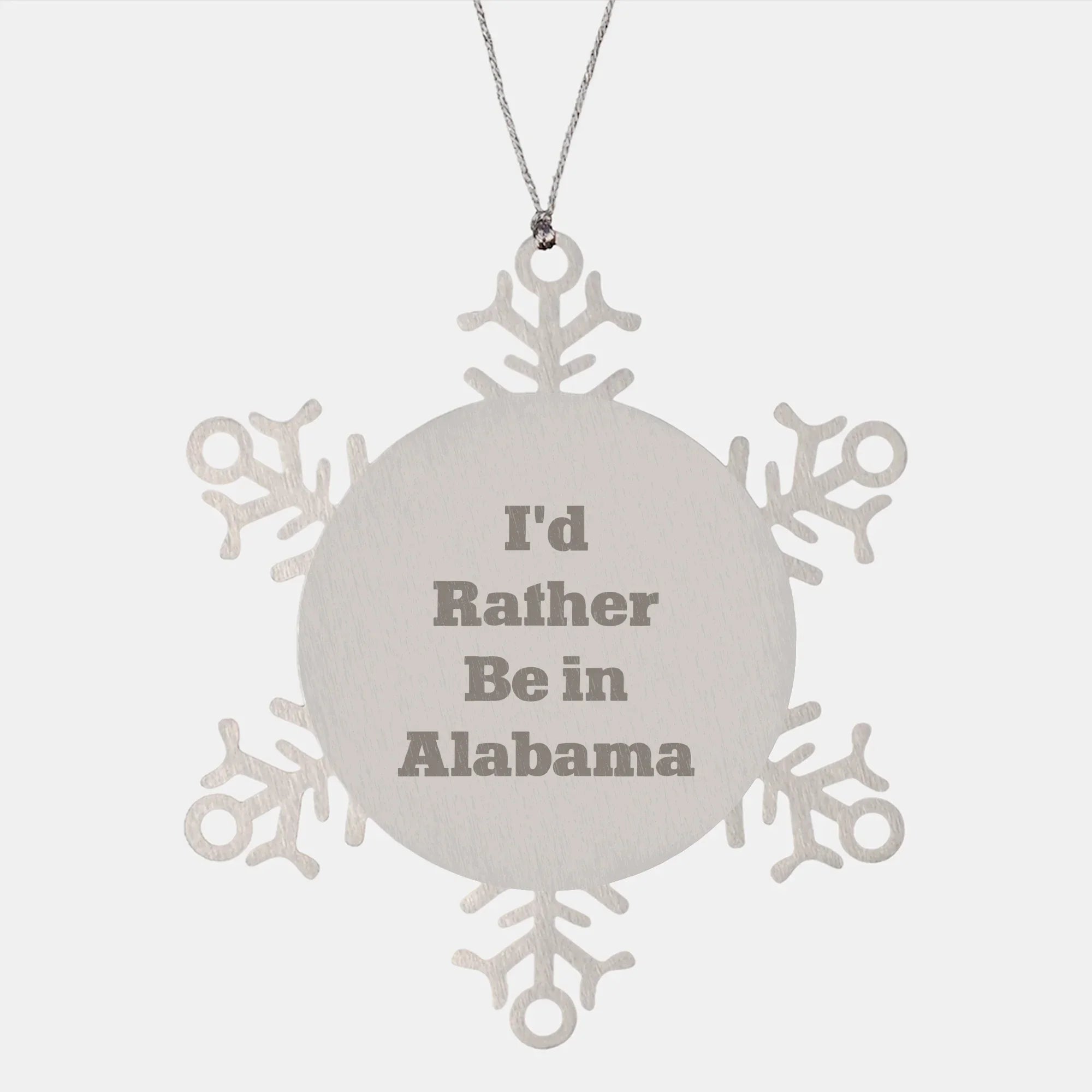 Southern Charm Alabama Snowflake Ornament - I'd Rather Be In Alabama Stainless Steel Shatterproof Christmas Decor