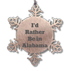 Southern Charm Alabama Snowflake Ornament - I'd Rather Be In Alabama Stainless Steel Shatterproof Christmas Decor