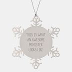 Funny Snowflake Ornaments for Minister Gifts from Friends, Unique Christmas Unique Snowflake Minster Quote Ornaments for Minister
