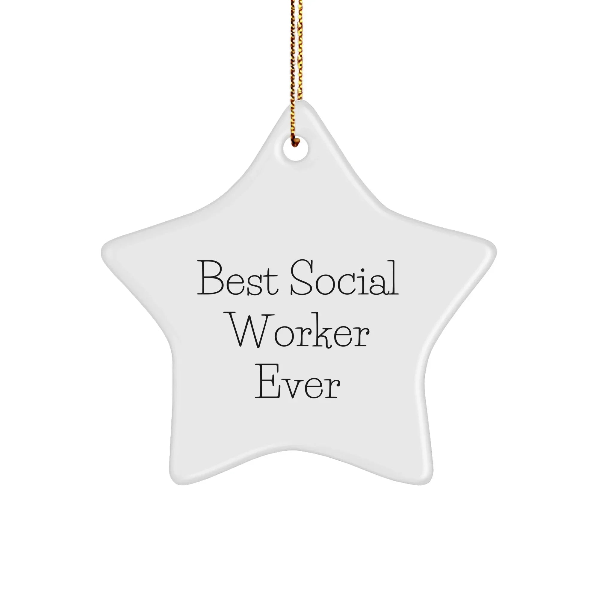 Funny Social Worker Gifts - 'Best Social Worker Ever' Star Ornament, Christmas Unique Gifts from Friends to Family