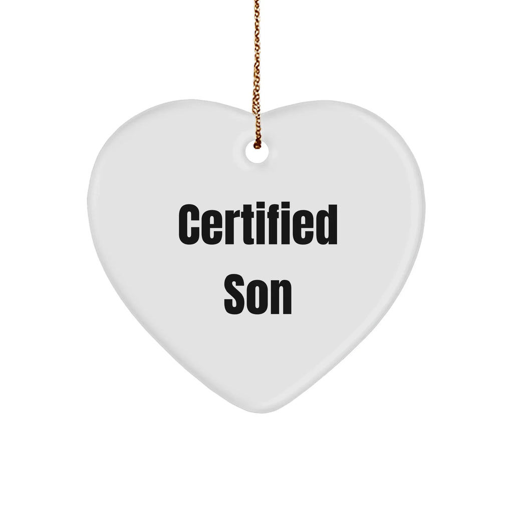 Funny Son Gifts from Family - Heart Ornament Certified Son Quote Christmas Unique