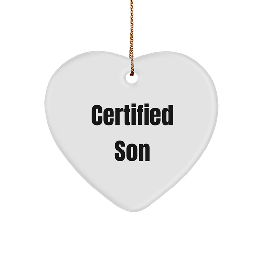 Funny Son Gifts from Family - Heart Ornament Certified Son Quote Christmas Unique