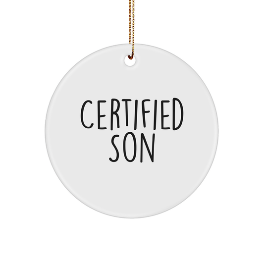 Funny Son Gifts from Mom to Son, Certified Quote Circle Ornament for Christmas, Unique Circle Ornament for Son's Home Decor, Gifts for Son's Birthday
