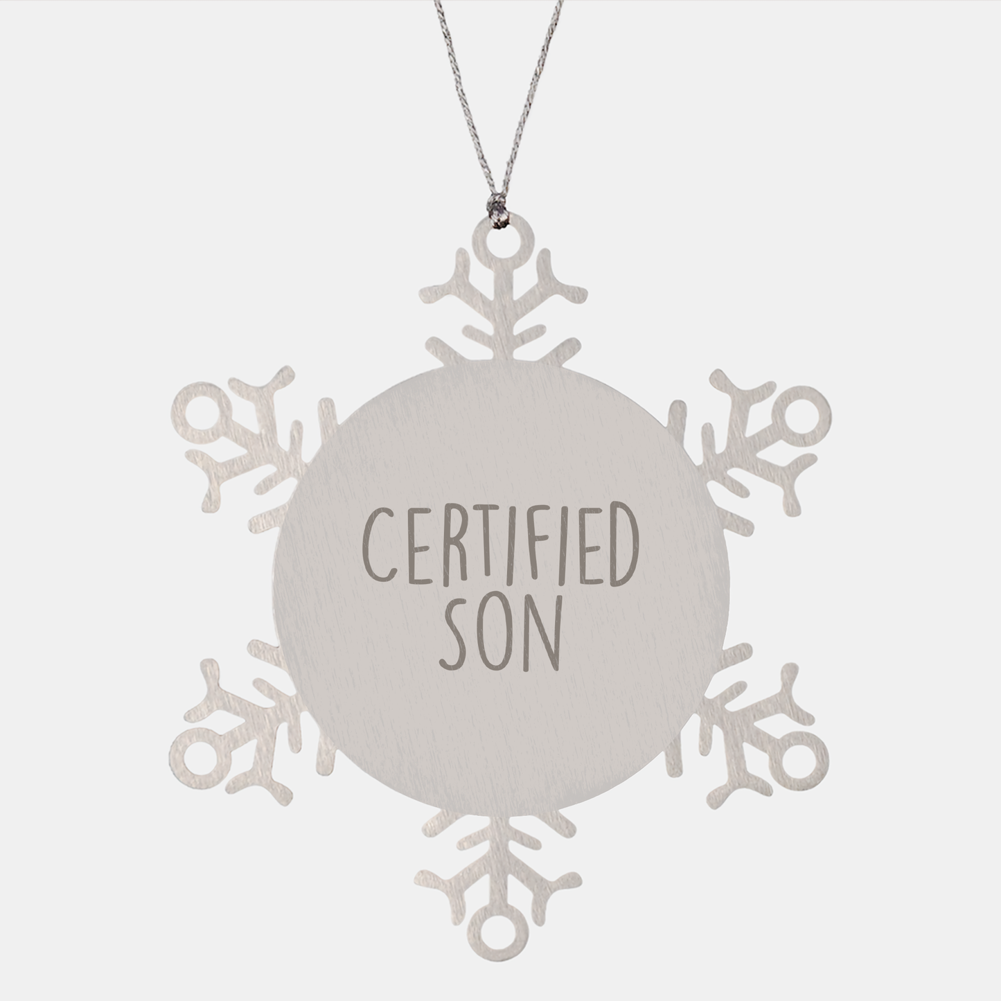 Funny Son Snowflake Ornament Gifts from Mom to Men on Christmas, 'Certified Son' Quote, Shatterproof Stainless Steel