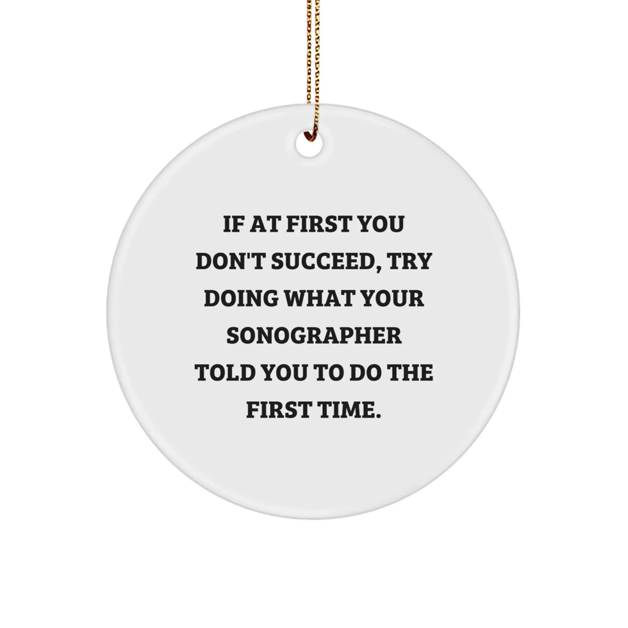Funny Sonographer Gifts from Friends - If At First You Don't Succeed, Try Doing What Your Sonographer Told You To Do The First Time. Circle Ornament for Christmas