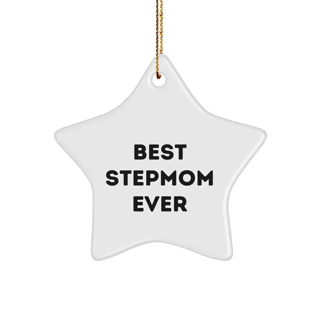 Funny Stepmom Gifts from Family, Best Stepmom Ever Star Ornament, Christmas Unique Gifts for Stepmom