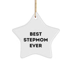 Funny Stepmom Gifts from Family, Best Stepmom Ever Star Ornament, Christmas Unique Gifts for Stepmom