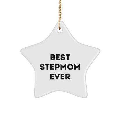 Funny Stepmom Gifts from Family, Best Stepmom Ever Star Ornament, Christmas Unique Gifts for Stepmom